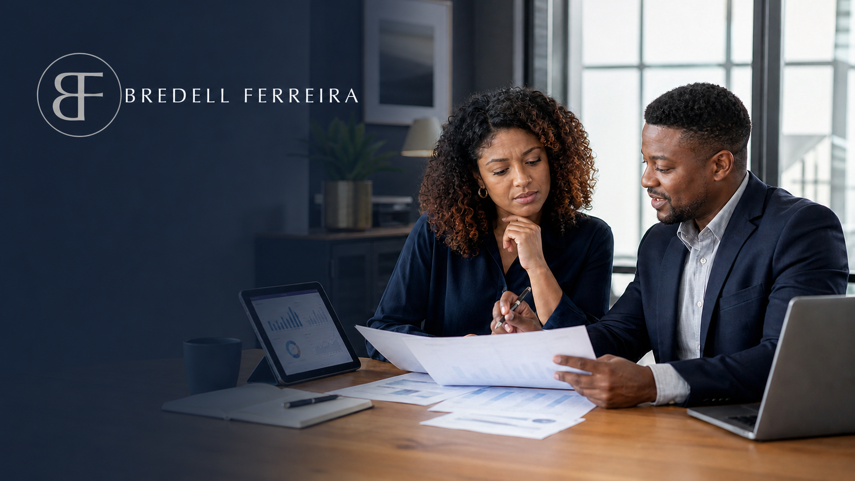 South African SME owner consulting a Bredell Ferreira debt collection professional about overdue invoices